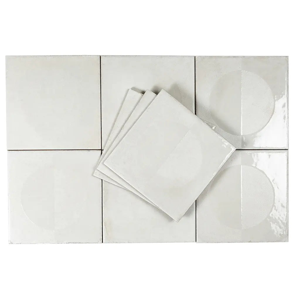 Formidus White Eclipse Square 8x8 Porcelain Tile | Tile Club