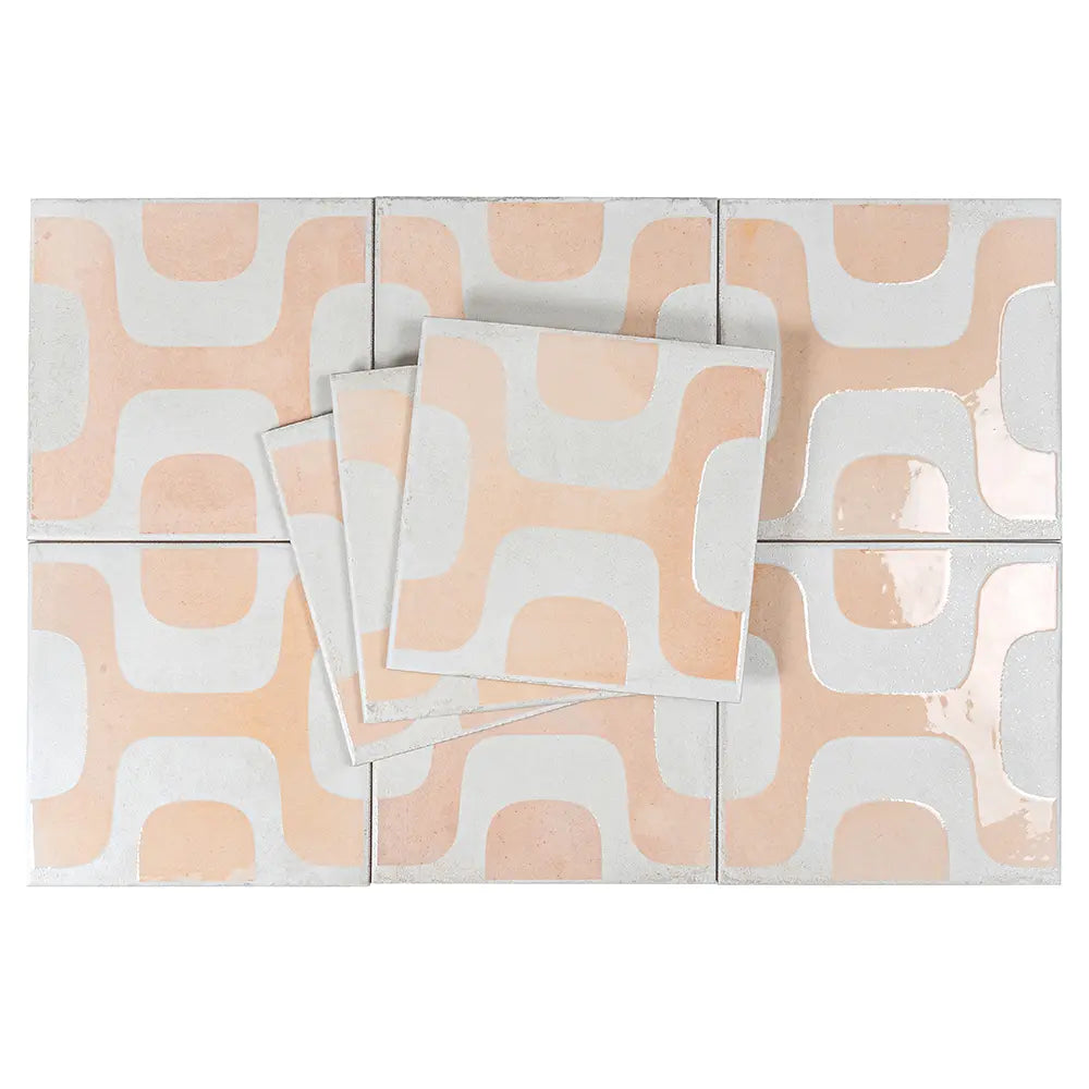 Formidus Terracotta Geo Deco Square 8x8 Porcelain Tile | Tile Club