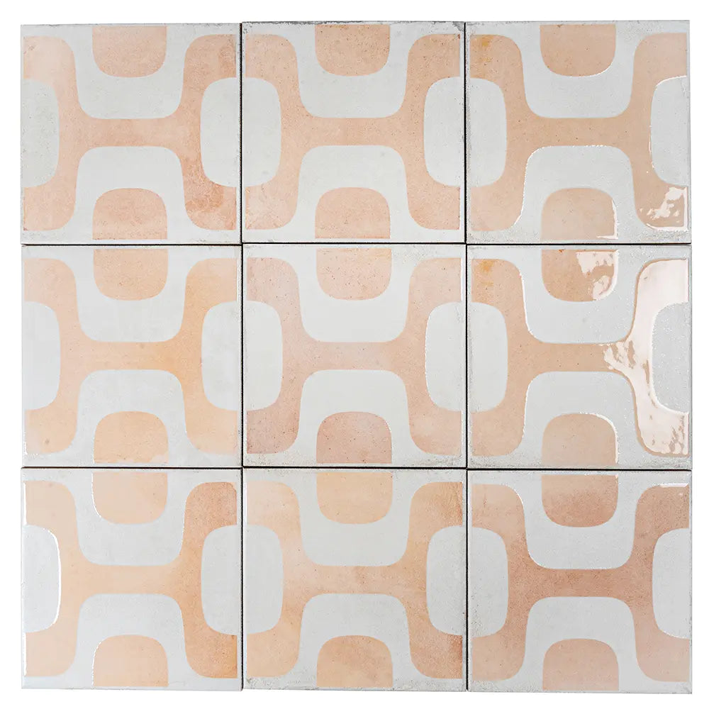 Formidus Terracotta Geo Deco Square 8x8 Porcelain Tile | Tile Club