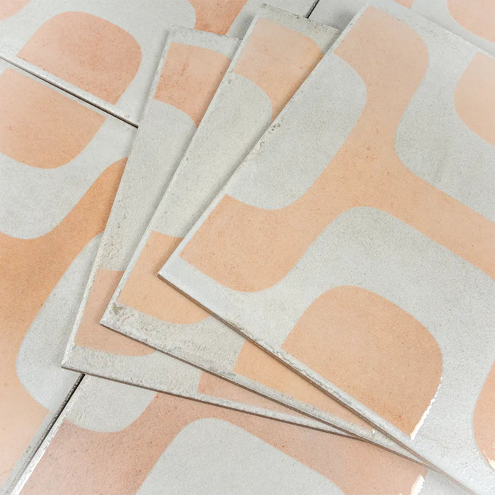 Formidus Terracotta Geo Deco Square 8x8 Porcelain Tile | Tile Club
