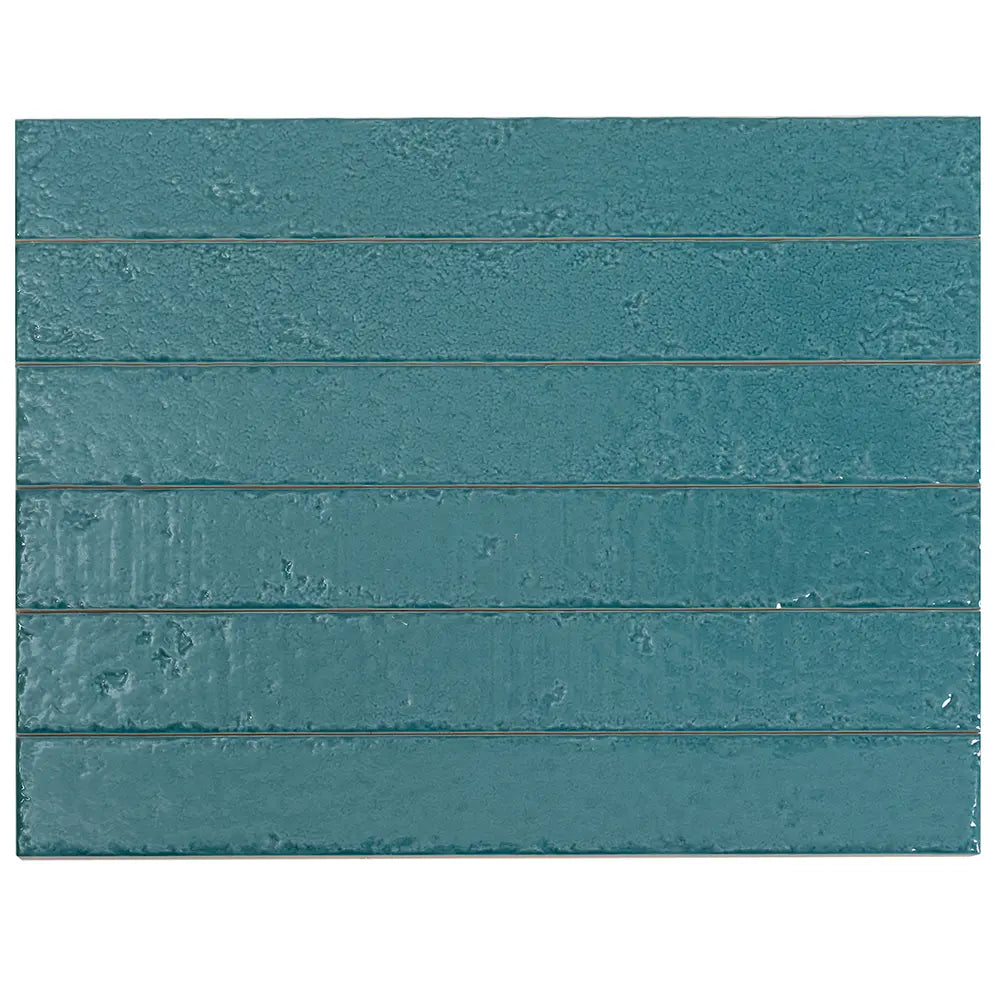 Colobric Bright Teal Brick 2x16 Ceramic Wall Tile | Tile Club