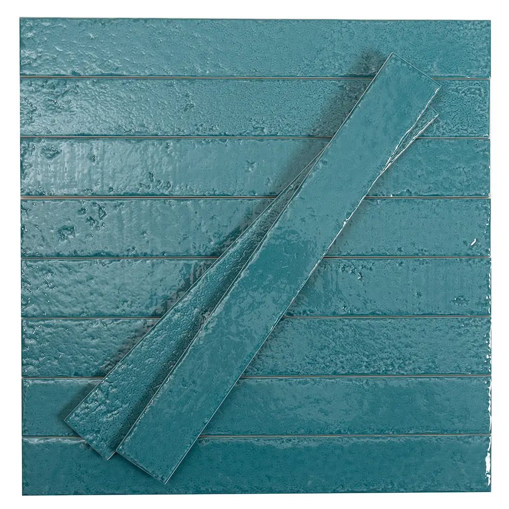 Colobric Bright Teal Brick 2x16 Ceramic Wall Tile | Tile Club