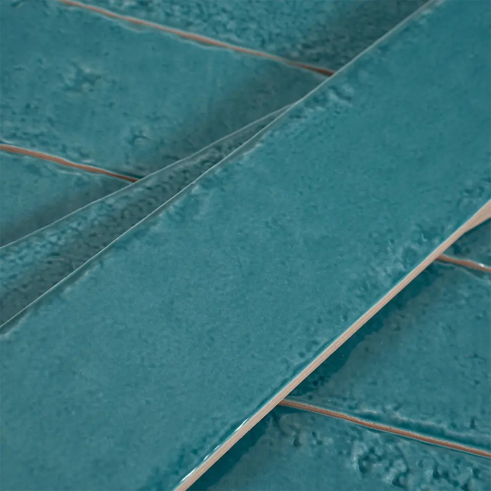 Colobric Bright Teal Brick 2x16 Ceramic Wall Tile | Tile Club