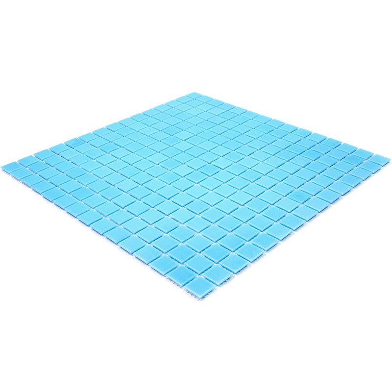 Baby Blue Squares Glass Pool Tile | Tile Club