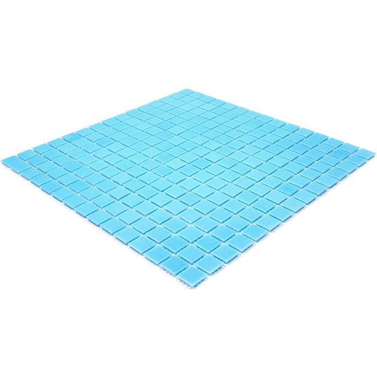 Baby Blue Squares Glass Pool Tile | Tile Club