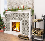 Babylon Antique Star & Cross Etched Marble Mosaic Fireplace Mixed with White and Black TIles