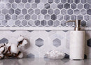  11.3" x 12" Bardiglio Hexagon Polished Marble Mosaic Tile