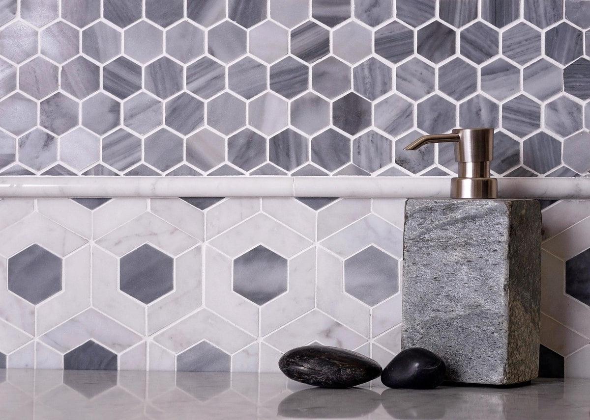 bardiglio hexagon flower tile
