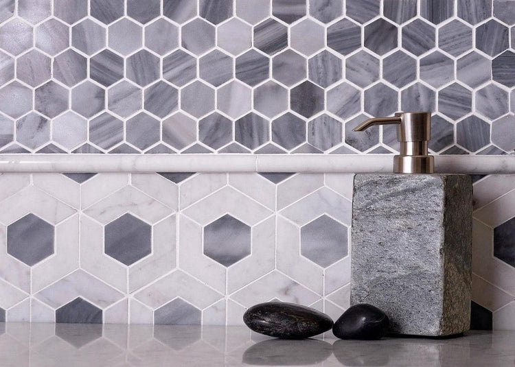 bardiglio hexagon flower tile
