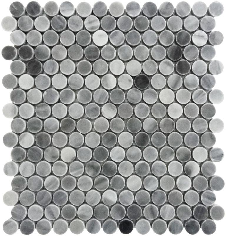 Bardiglio Penny Rounds Marble Polished Mosaic Tile | Tile Club