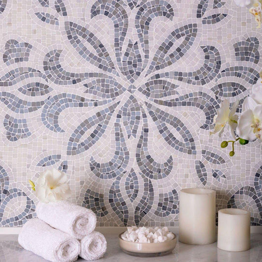 French Inspired Micro Mosaic Tile Pattern for a Bathroom, Kitchen, or Shower