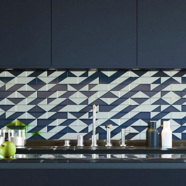 Modern Kitchen Backsplash with a Geometric Tile Pattern