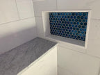 Blue Foil Glossy And Frosted Hexagon Mosaic Tile | Tile Club