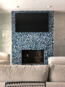 3" x 12" Blue Gemstone Agate Glass Tile | Tile Club