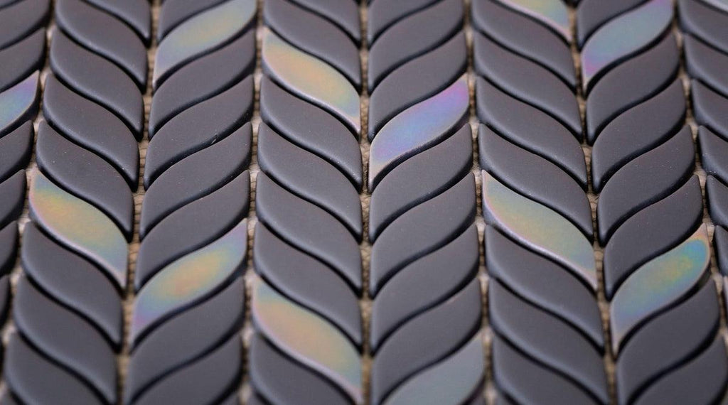 Blue Leaf Recycled Glass Mosaic Tile