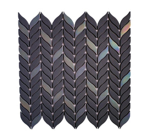Blue Leaf Recycled Glass Mosaic Tile Sample