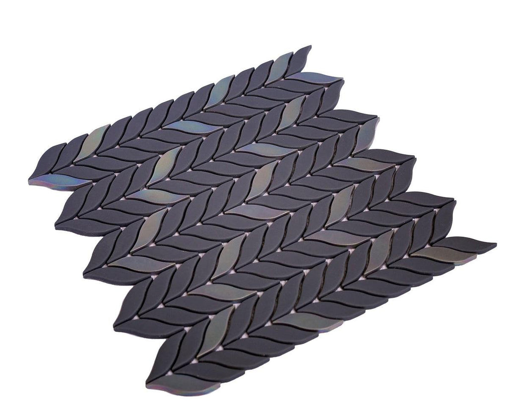 Blue Leaf Recycled Glass Mosaic Tile