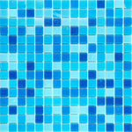Blue Ocean Floor Mixed Squares Glass Tile