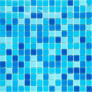 Blue Ocean Floor Mixed Squares Glass Tile Sample