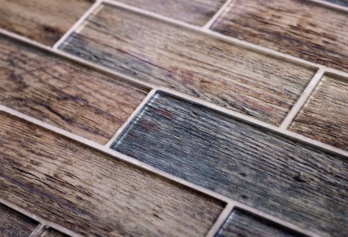 Blue Wooden Glass Subway Mosaic Tile | Tile Club