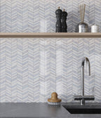 Blue and White Chevron Marble Mosaic Tile | Tile Club