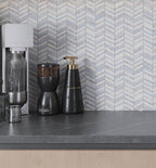 Blue and White Chevron Marble Mosaic Tile | Tile Club