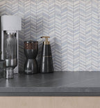 Blue and White Chevron Marble Mosaic Tile | Tile Club