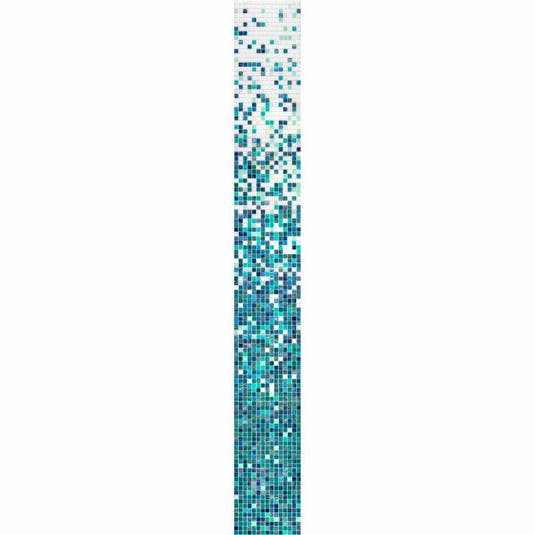 Blue and White Gradient Glossy Squares Glass Pool Tile