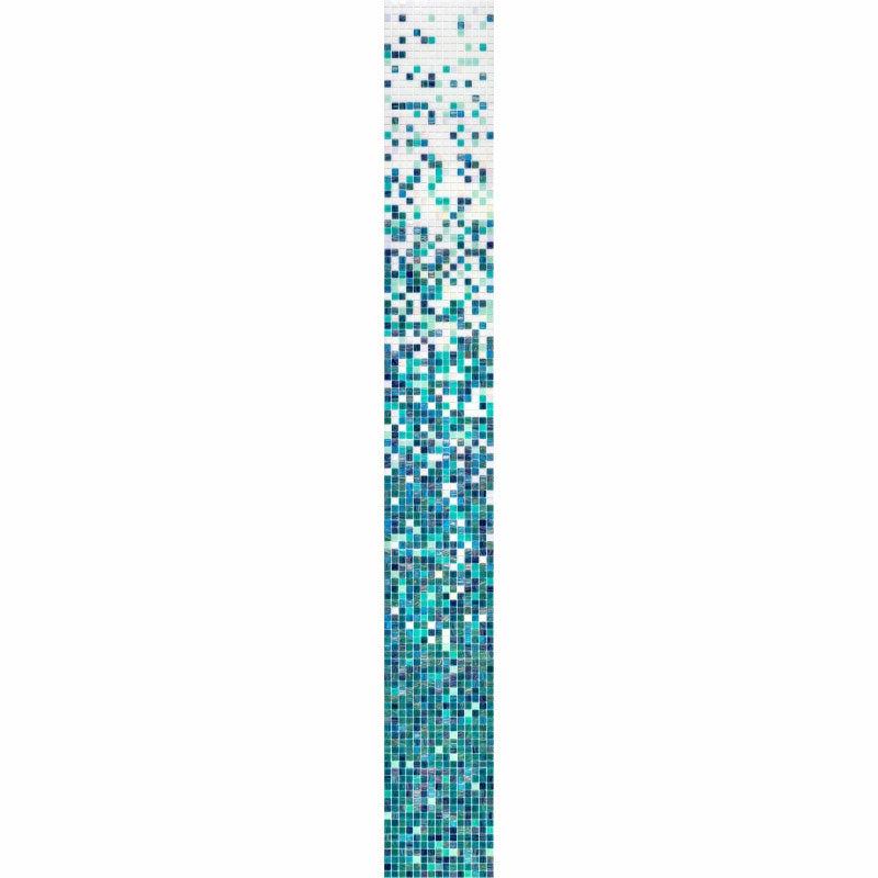 Blue and White Gradient Glossy Squares Glass Pool Tile