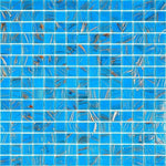 Blue and Golden Sparkles Squares Glass Pool Tile Sample