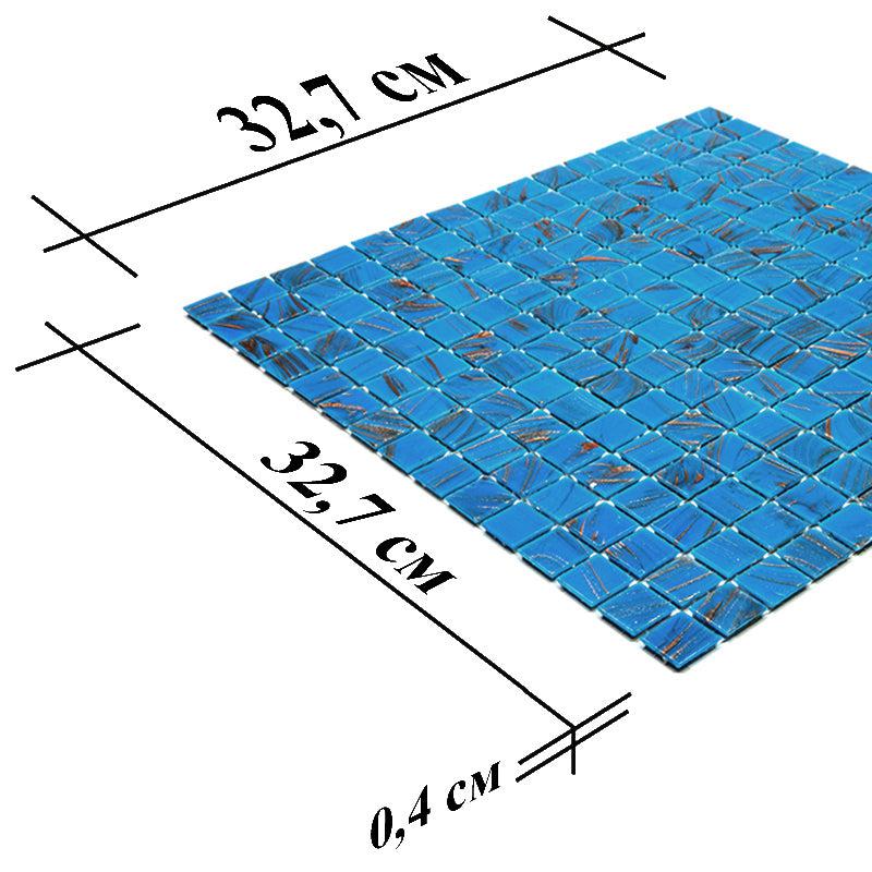 Blue and Golden Sparkles Squares Glass Pool Tile | Tile Club