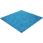 Blue and Golden Sparkles Squares Glass Pool Tile | Tile Club