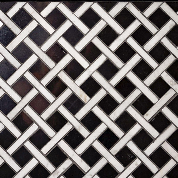 Black and White Marble Basket Weave Tile