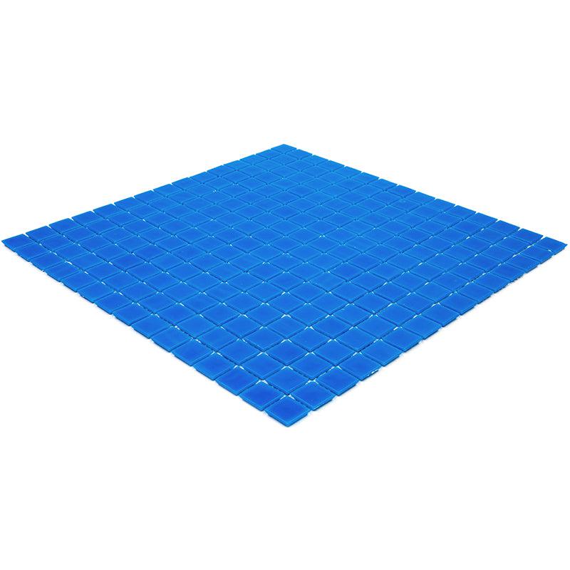 Bright Cobalt Blue Squares Glass Pool Tile