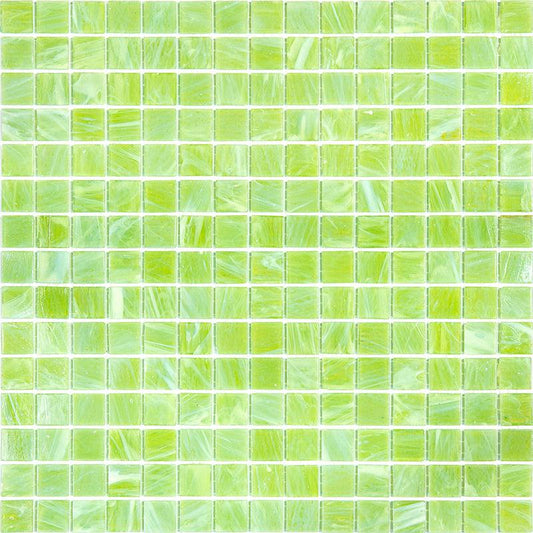 Bright Lime Glossy Mixed Squares Glass Pool Tile