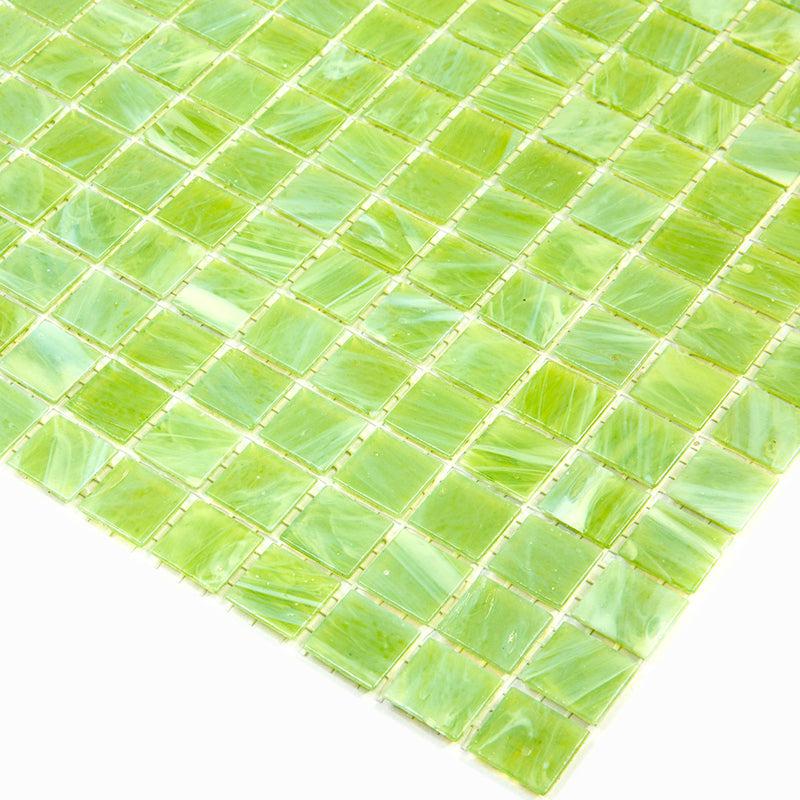 Bright Lime Mixed Squares Glass Pool Tile | Tile Club