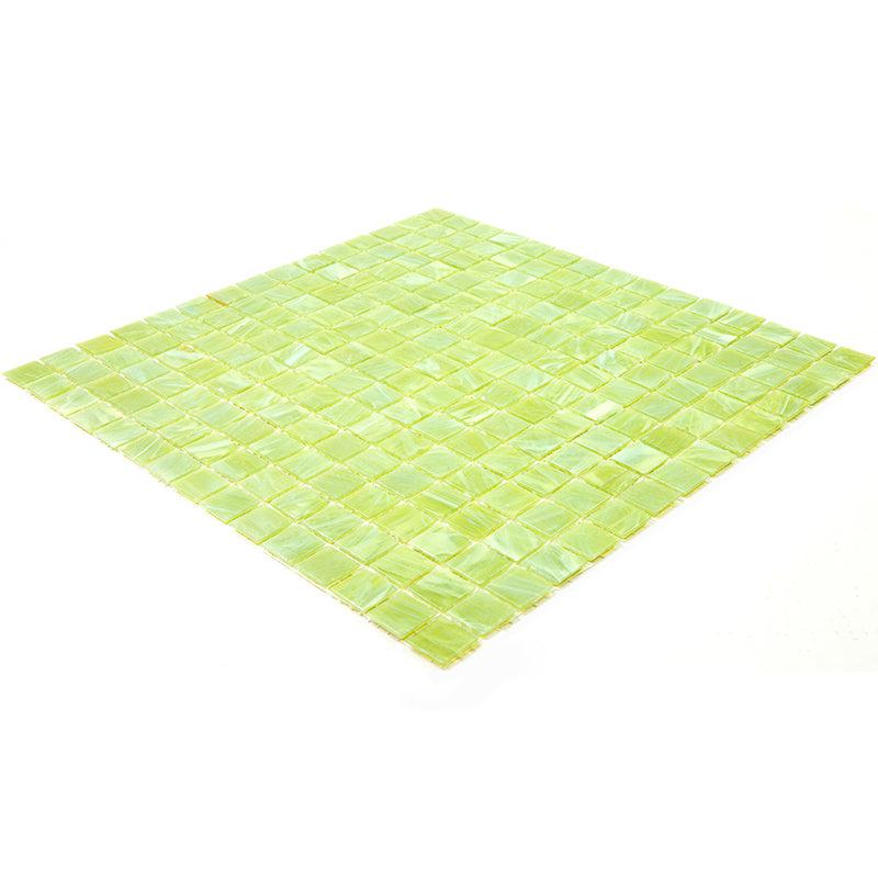 Bright Lime Mixed Squares Glass Pool Tile