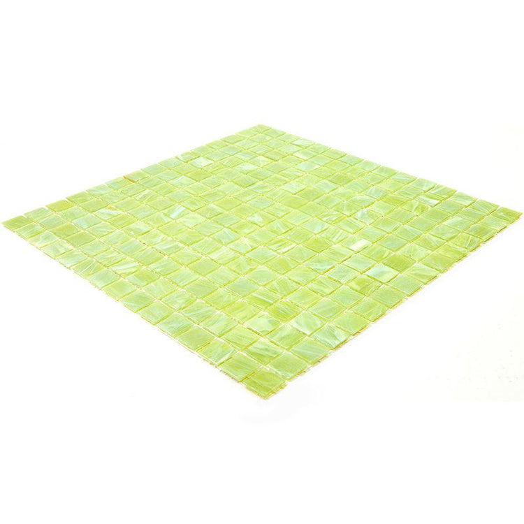 Bright Lime Mixed Squares Glass Pool Tile | Tile Club