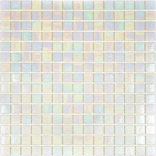 Bright Pearl Glossy Squares Glass Pool Tile