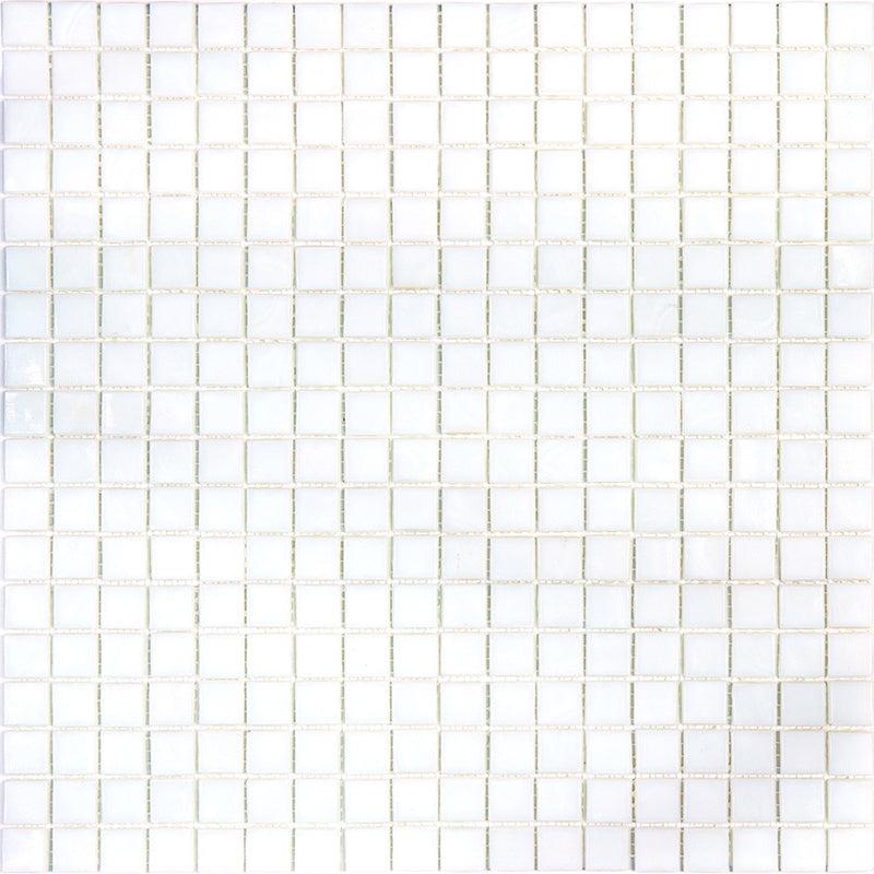 Bright White Squares Glass Pool Tile Sample