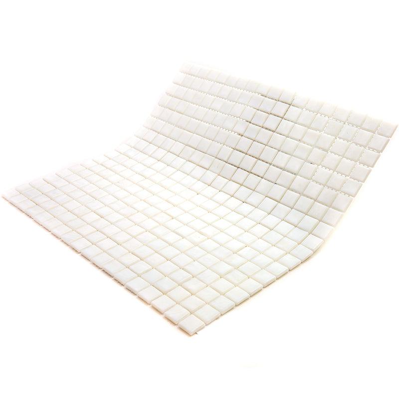 Bright White Squares Glass Pool Tile