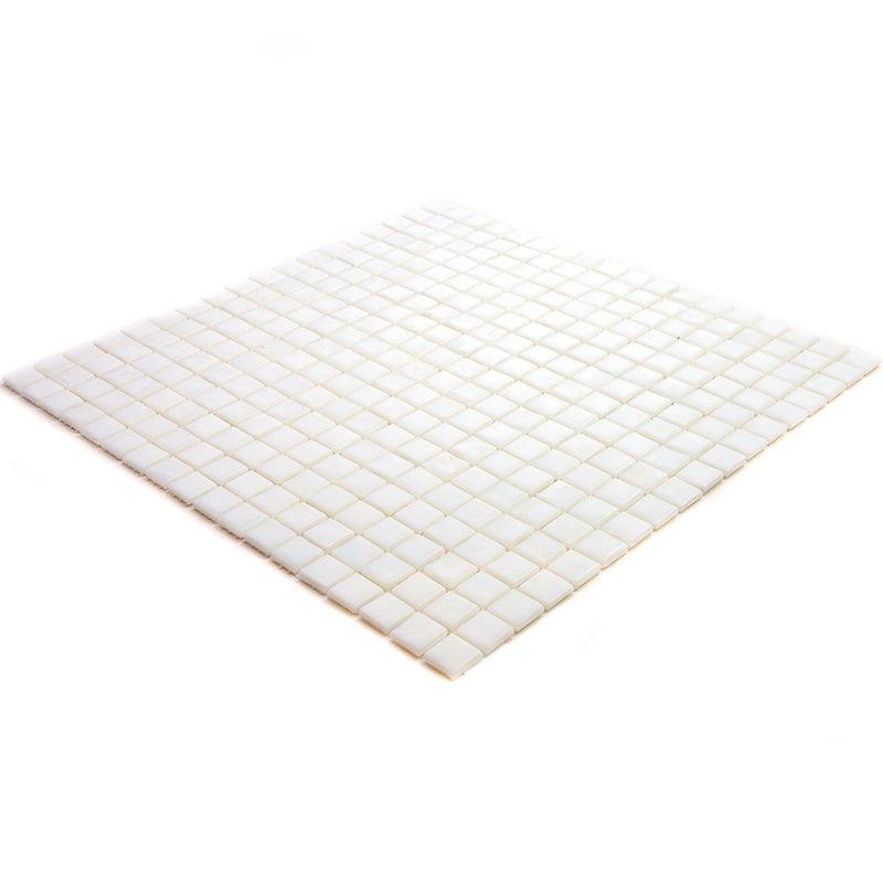 Bright White Squares Glass Pool Tile
