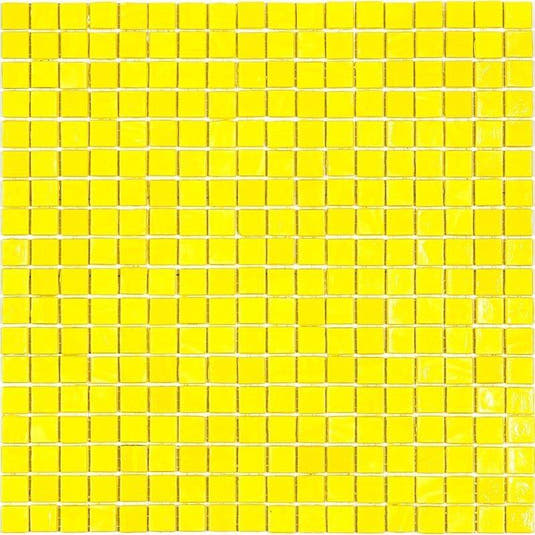 Bright Yellow Squares Glass Pool Tile Sample