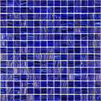 Brushed Navy Blue Squares Glass Pool Tile | Tile Club