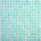Brushed Baby Blue Squares Glass Pool Tile Sample