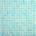 Brushed Baby Blue Squares Glass Pool Tile Sample