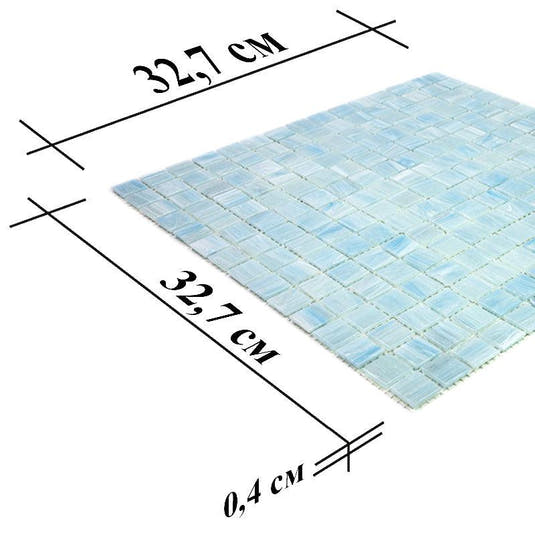 Brushed Baby Blue Squares Glass Pool Tile | Tile Club