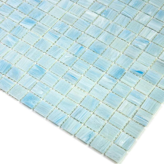 Brushed Baby Blue Squares Glass Pool Tile | Tile Club