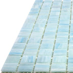 Brushed Baby Blue Squares Glass Pool Tile | Tile Club