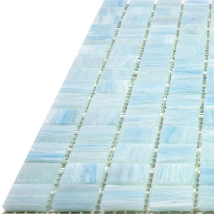 Brushed Baby Blue Squares Glass Pool Tile | Tile Club